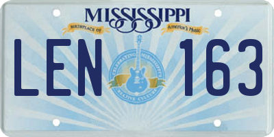 MS license plate LEN163