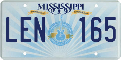 MS license plate LEN165