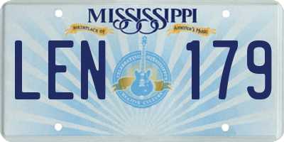 MS license plate LEN179