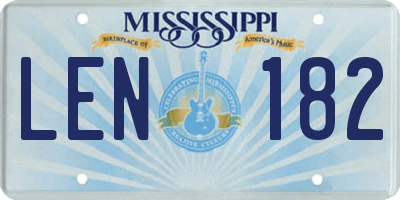 MS license plate LEN182