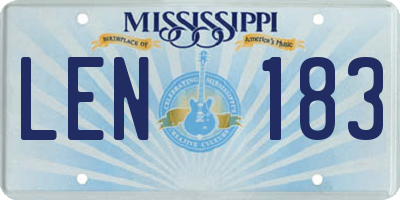 MS license plate LEN183