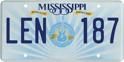 MS license plate LEN187
