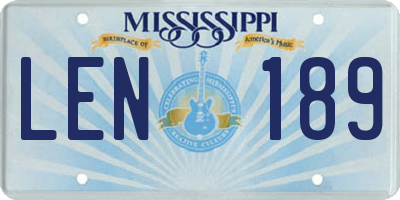MS license plate LEN189