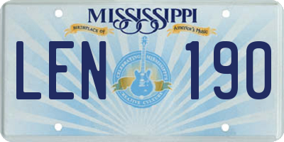 MS license plate LEN190