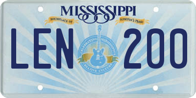 MS license plate LEN200