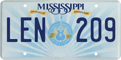MS license plate LEN209