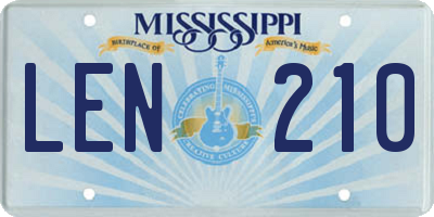 MS license plate LEN210