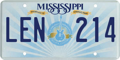 MS license plate LEN214