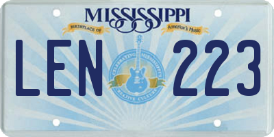 MS license plate LEN223