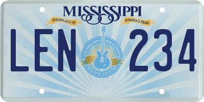 MS license plate LEN234