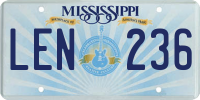 MS license plate LEN236