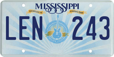 MS license plate LEN243