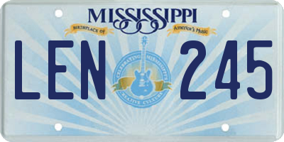 MS license plate LEN245