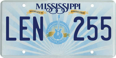 MS license plate LEN255