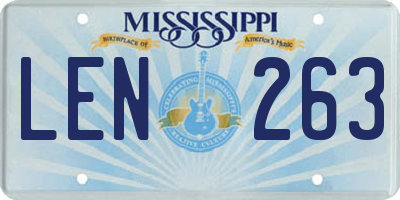MS license plate LEN263