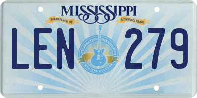 MS license plate LEN279