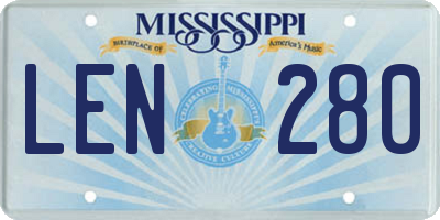 MS license plate LEN280
