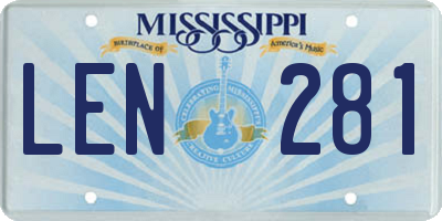 MS license plate LEN281