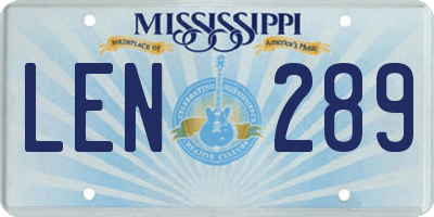 MS license plate LEN289