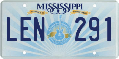 MS license plate LEN291
