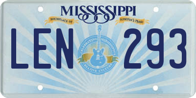 MS license plate LEN293
