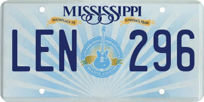 MS license plate LEN296