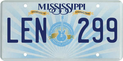 MS license plate LEN299