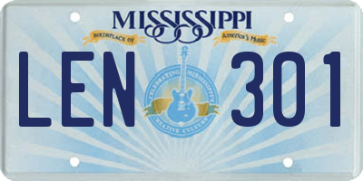 MS license plate LEN301