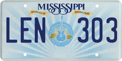 MS license plate LEN303