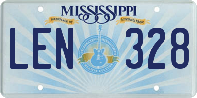 MS license plate LEN328