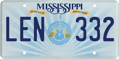MS license plate LEN332