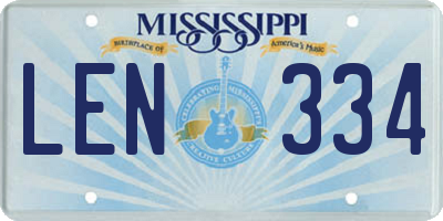 MS license plate LEN334