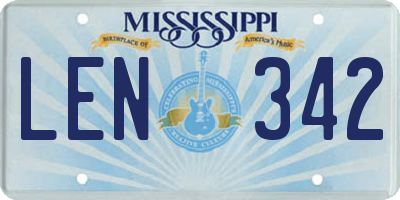 MS license plate LEN342