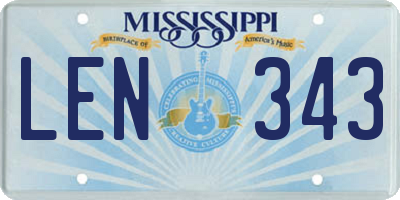MS license plate LEN343
