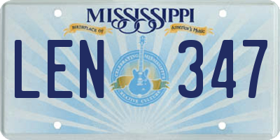 MS license plate LEN347