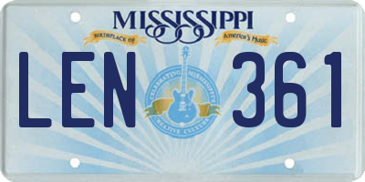 MS license plate LEN361