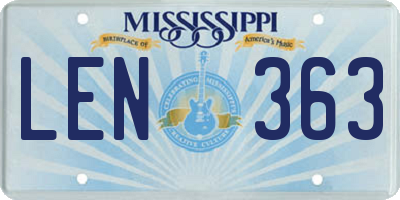 MS license plate LEN363