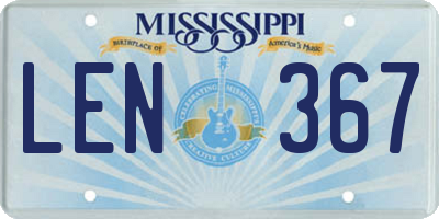 MS license plate LEN367