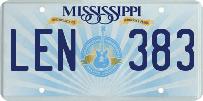 MS license plate LEN383