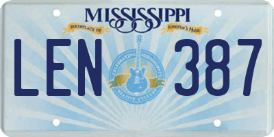 MS license plate LEN387