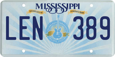 MS license plate LEN389