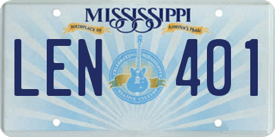 MS license plate LEN401