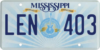 MS license plate LEN403