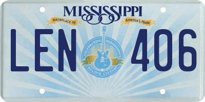 MS license plate LEN406