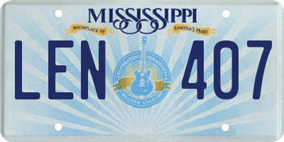 MS license plate LEN407