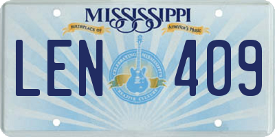 MS license plate LEN409