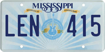 MS license plate LEN415