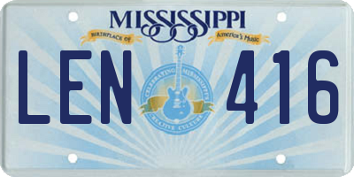 MS license plate LEN416