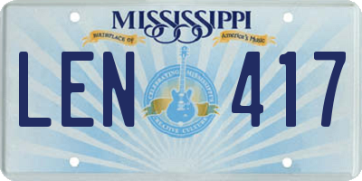 MS license plate LEN417