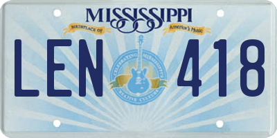 MS license plate LEN418